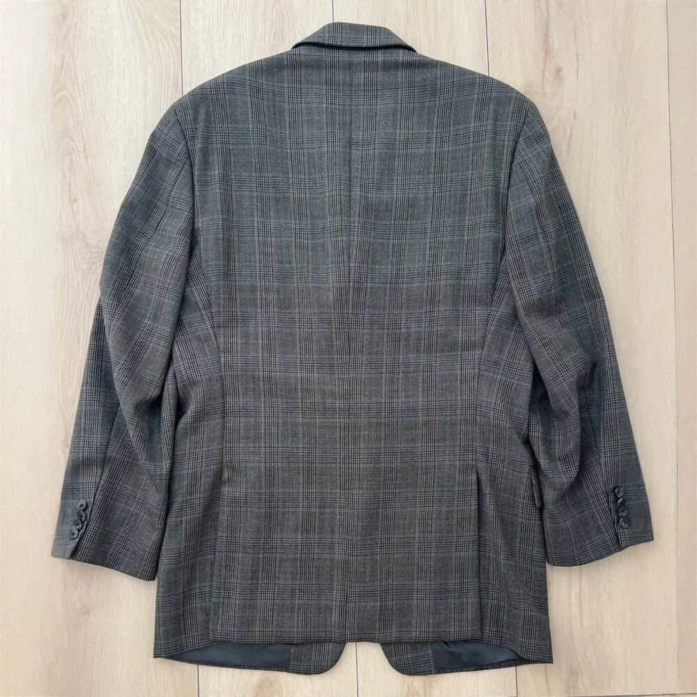 Joseph Abboud American Soft 100% Wool 3-Button Sport Coat Glen Plaid Check 42L